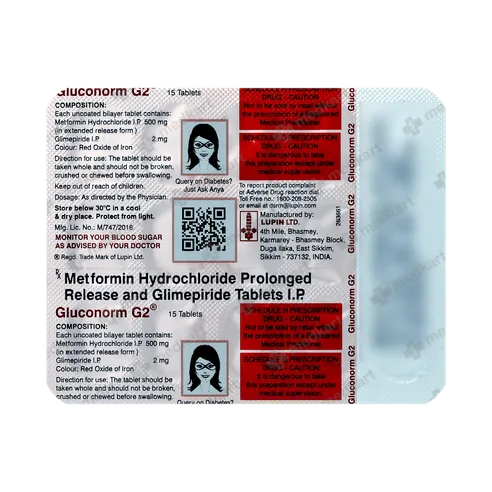 Gluconorm G 2mg Tab 15's